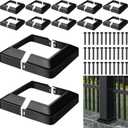 Tandefio 12 Pcs 4x4" Metal Post Skirt with Screw, Split Style Post Skirt Sleeves Base Cover, Porch Columns Wraps Black Base for Fence Stair Wood Hand and Stair Rails (Internal Size 3.5 x 3.5")