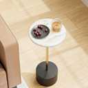 Drink Table Pedestal, Round Side Table, Drink Tables for Small Spaces, Pedestal End Table, Small Pedestal Table (Black Gold)