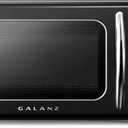 Galanz GLCMKZ11BKR10 Retro Countertop Microwave Oven with Auto Cook & Reheat, Defrost, Quick Start Functions, Easy Clean with Glass Turntable, Pull Handle, 1.1 cu ft, Black