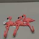 Wowser Tropical Cast Iron Pink Flamingo Wall Hook, Nautical Home Decor, Unique Beach Theme Wall Hooks, 8 Inches, Set of 3