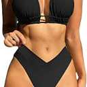 Meetall Cheeky High Cut Triangle Bikini Sets for Women Cute Halter Top Swimsuits 2 Piece L