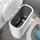 JOYBOS Bathroom Trash Cans, Adsorption Garbage Can with Press Type Lid, 10L Dogproof Slim Plastic Narrow Trash Bin, 3 Gallon Garbage Bin for Home, Office and Narrow Place