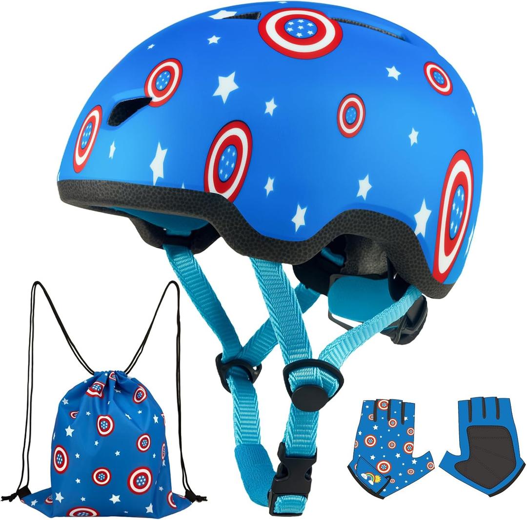 Toddler Bike Helmet with Gloves and Backpack Set, for Baby Infant to Kids, Adjustable Boys Girls Bike Helmet for Bicycle/Scooter/Skateboard/Roller Skate, X-Small: 40-45 cm /15.7-17.7"