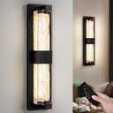 Battery Operated Resin Wall Sconce - Wireless Rechargeable Black Wall Light Dimmable LED Remote Wall Sconces Lighting Modern Cordless Vanity Light Fixtures No Wiring for Living Room Bedroom Bathroom, 19 Inch