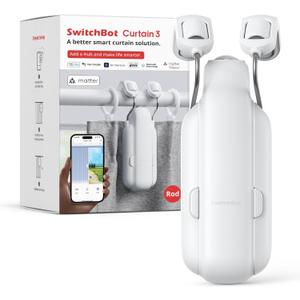 SwitchBot Automatic Curtain Opener - Bluetooth Remote Control Smart Curtain with App/Timer, Upgraded High-Performance Motor, Add SwitchBot Hub to Work with Alexa, Google Home, HomeKit