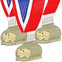 Quelay 30 Pcs 2'' Medals for Awards Winner Bulk with Neck Ribbons Metal Trophy Award Prize Gift for Kids Students Adults School Graduation Participation Competitions(Reading Bookworm)
