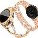 SUPOIX Compatible for Samsung Galaxy watch 7/6/5/4 40mm 44mm/ Galaxy Watch FE 2024/Watch 3 41mm/ Watch 42mm/Active 2 Band, 2 Pack 20mm Women Jewelry Bling Metal Replacement Strap (Rose gold)