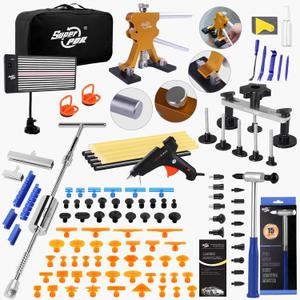 Super PDR Paintless Dent Repair Kit, Dent Puller Kit, Car Dent Removal Tools with Dent Lifter, Bridge Puller, Slide Hammer 2 in 1 T-Type Slide Hammer for Repair Door Ding, Creases and Hail Damage