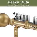 Window Curtain Rods 72 to 144 Inches, 1 Inch Diameter Adjustable Drapery Rod, Decorative Heavy Duty Curtains Rod with Fancy Round Finials for Living Room, Bedroom, Patio, Brushed Gold