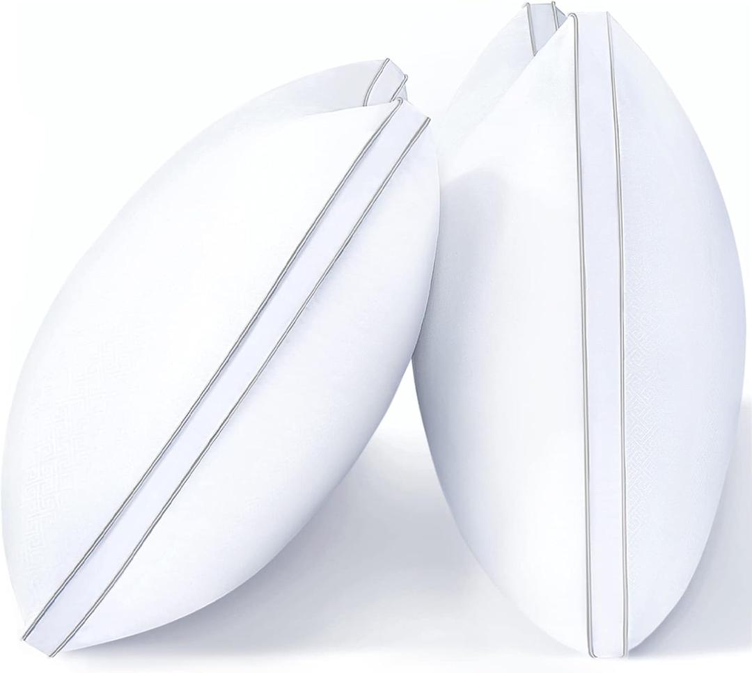 viewstar Bed Pillows King Size Set of 2, Firm Support Down Alternative Gusseted Pillows for Side, Back, or Stomach Sleepers, White