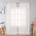 Simplebrand Ivory Sheer Curtains 108 Inches Long, Extra Long Rod Pocket Solid Color Window Sheer Curtain Panels, Elegant Curtains & Drapes for Living Room, Bedroom 2 Panels (Ivory, 59" W x 108" L)