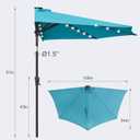 FLAME&SHADE 9 ft Solar Half Patio Umbrella with Lights, Aqua Blue | 25 LED Lights, UV Protection, Half Round Umbrella Outdoor for Balcony, Pool, Porch, Garden, Deck, Provides Evening Lighting