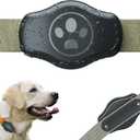 Dovick-Waterproof Airtag Dog Collar Holder Mount, Screw Case Fits All Width Air Tag Cat Pet Collar Leash Belt Black 1 Pack