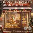 Christmas Welcome Sign for Front Door Decor, Vintage Cast Iron Snowman Door Decor with Chain, Holiday Welcome Home Sign, Christmas Welcome Sign (Welcome Sign)