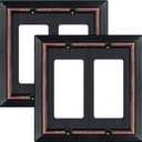 Metal Wall Plate for Electrical Outlets, Decorative Aged Bronze Switch Plates Outlet Cover, Light Switch Cover Plate, 2-Gang Wall Plates (Double Decorator, 2 Pack)