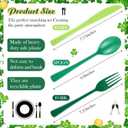 Minatee 180 Pcs Green Plastic Silverware Heavy Duty Cutlery Sets Disposable Utensils for Holiday Birthday Themed Party Supplies, 60 of Each Forks Knives Spoons