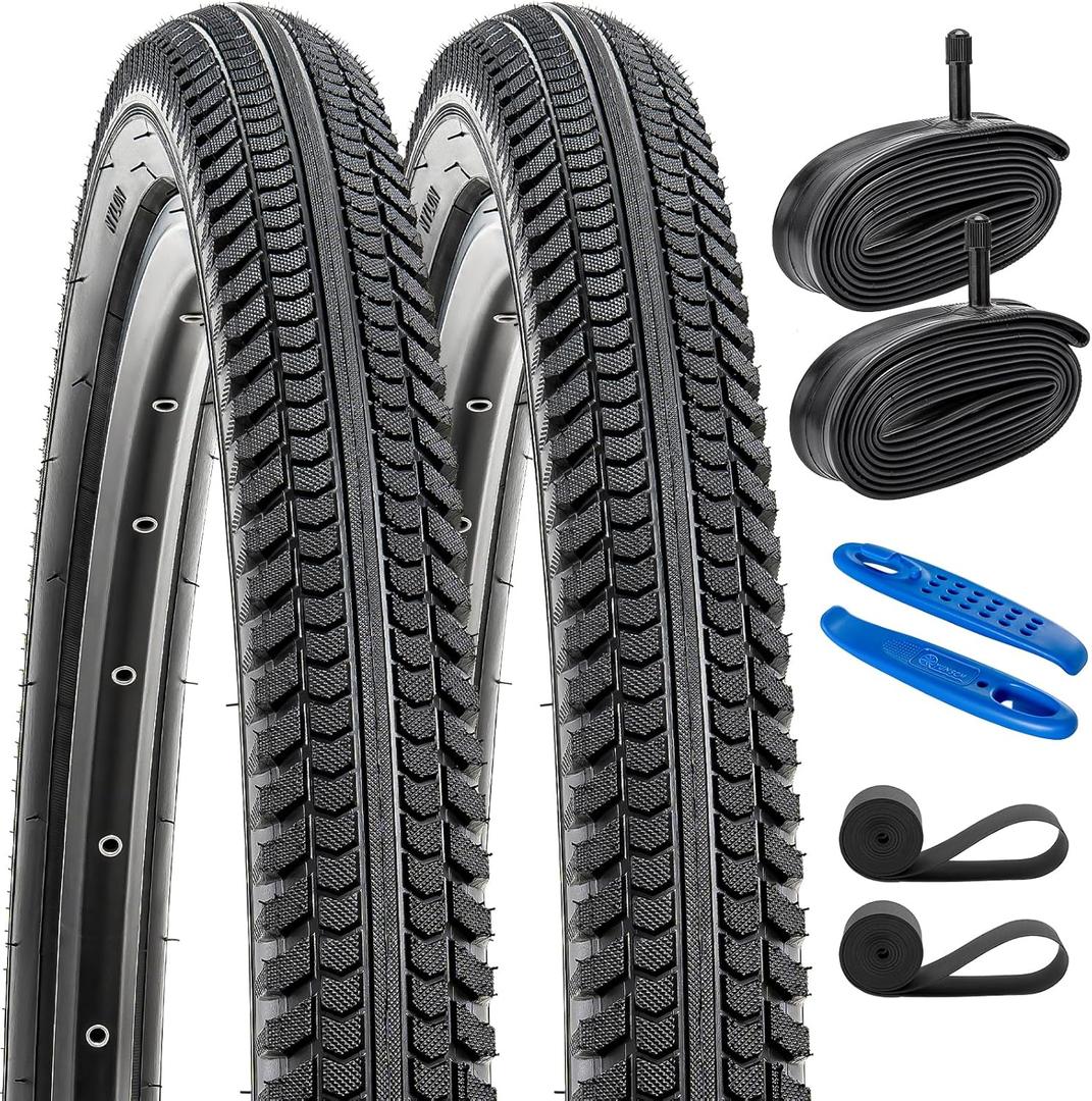 YUNSCM 2-PCS 29" Bike Tires 29 x 2.125/57-622 and 29 Heavy Duty Bike Tubes Schrader Valve with 2 Rim Strips Compatible with 29x2.0 29x2.10 29x2.125 29x2.15 Bike Bicycle Tires and Tubes(Y-826)