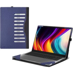 Laptop Case for ASUS Vivobook 16 Flip TP3607 All Inclusive Drop Case 16" PU Leather Inside Pocket Cover (Blue)