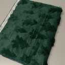 Christmas Tbale Runner 13x72 Inch Soft Plush Faux Fur Jacquard Green Big Small Christmas Tree Table Runner, Seasonal Autumn Kitchen Dining Table Decoration for Home Party Decor ZR003B72