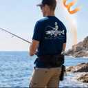 Men's Fishing Shirt Short Sleeve, UPF 50+ UV Sun Protection T-Shirt, Quick Dry Graphic Tee for Swim Surf (Blue, XXXL)