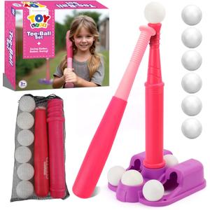 TOY Life T Ball Set for Kids 3-5 5-8, Toddler Baseball Set for Girls, T Ball Stand Sets, Tball Bating Tee Outdoor Indoor Toys for Toddler Girls