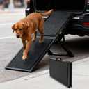 Dog Ramp for Car,49.4"x 16.1" Dog Stairs for Large Dogs with Anti-Slip Surface, Large Folding Pet Stairs for SUV, Truck with Adjustable Height, Outdoor Portable Wide Dog Steps up to 99LBS