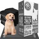 Bulldoglogy 50-Count Carbon Black Puppy Training Pads with Adhesive Tape 24x24 - Large Charcoal Housebreaking Dog Training Wee Pads, Odor Control Thick Pee Pads for Dogs Extra Quick Dry Polymer Tech
