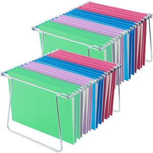Heavy Duty Steel Hanging File Frame,Letter Size Hanging File Folder Frame,Adjustable Length 11" to 18",2 Packs(Without Folders)