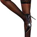 RSLOVE Lace Top Thigh High - Stockings for Women Sheer Stockings Antiskid Silicone Stay Up Pantyhose Sexy Lingerie for Women (Black)