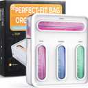 OUTXE Bag Organizer for Drawer + Fridge, Magnetic Kitchen Baggie Storage | Pantry Organization for Ziplock Plastic Food Bags | Compatible with Snack Sandwich Quart Gallon (White)