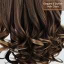 RENERSHOW Brown Highlight Short Wavy Wigs for White Women Brown Mixed Blonde Curly Wig Synthetic Hair Replacement Wig for Daily Party Use