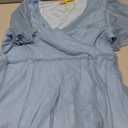 ZOMVA Plus Size Sparkly Mesh Dress A Line Ruffle Sleeve V Neck Wrap Short Glitter Dresses Wedding Guest Cocktail Party (Light Blue, 4X)