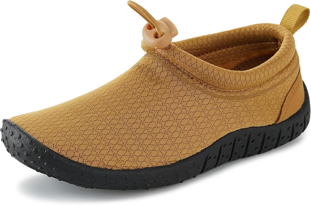 WHITIN Big Kids Water Shoes Aqua Barefoot Swim Beach Minimalist Size 5 Girls Lightweight Surfing Boating Hiking Walking Garden River Thick Sole Sneakers Brown 36