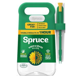 Spruce Weed Killer Spray - Snap & Spray Weed & Grass Killer Powered Starter Kit - Reusable Sprayer with Wand for Spot-Treating Driveways, Gardens & More (64 Oz Bottle)