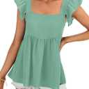 LYANER Women's Summer Sleeveless Peplum Blouse Square Neck Ruffle Strap Babydoll Tank Top (XL)