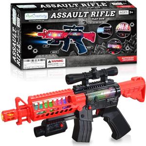 ArtCreativity Toy Rifle Vibrating Toy Guns for Boys, 13.25 Inch Light Up Fake Gun with Sounds, Immersive Vibration, and Batteries Included, Military Toy Machine Gun, Toy Guns for Boys 8-12
