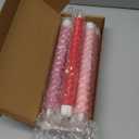 Baquler 6 Pcs Flameless Taper Candle Pink and Red Twisted LED 9.65 Inch Taper Candles Battery Operated Twisted Candlestick for Spring Birthday Home Party Dinner Table Decor