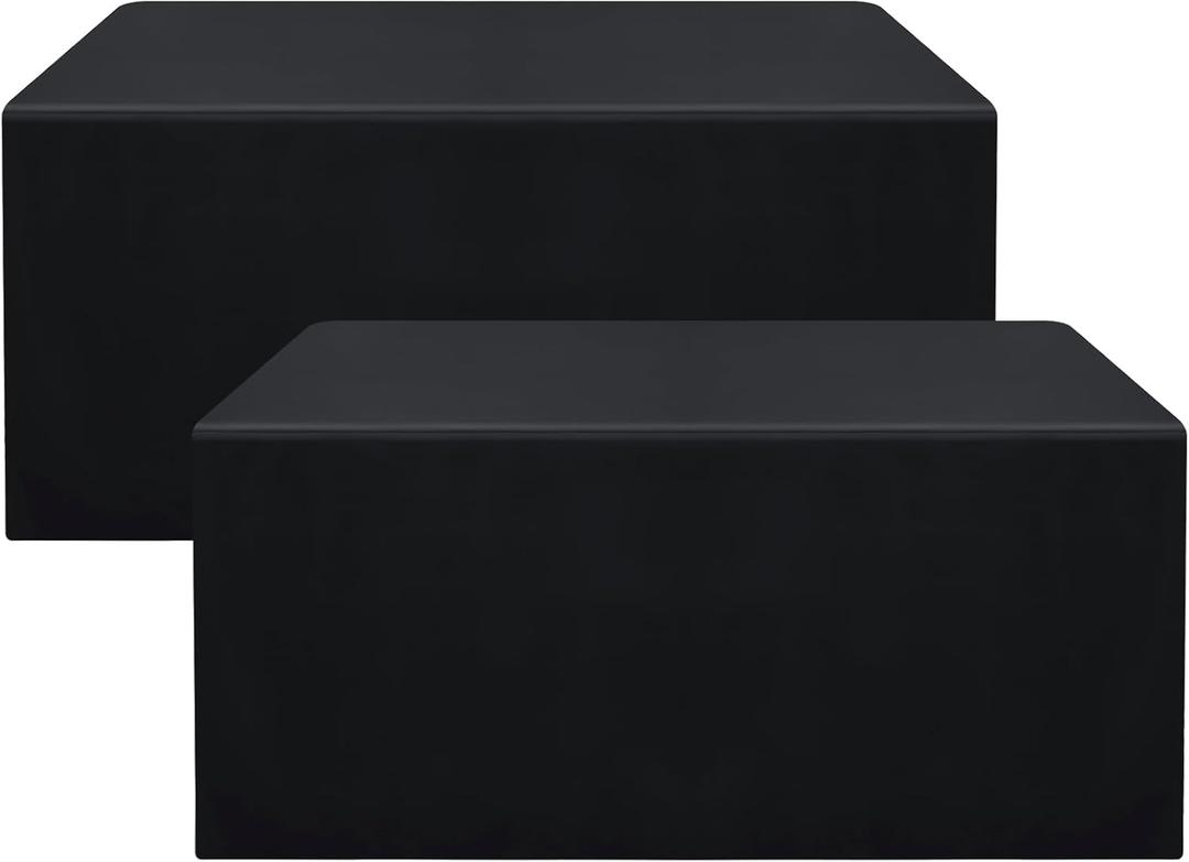 Smiry 2 Packs Fitted Black Tablecloths, 6 Foot Rectangle Polyester Fabric Table Cloths, Washable Table Cover for Trade Show, Craft Show, Parties, Birthday, Wedding, 72 x 30 Inch