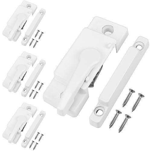 Window Sash Locks, 4 Pack Window Latches Replacement Sash Locks White Screw Hole Spacing 14mm/0.5in Fits Vinyl Single or Double and Vertical or Horizontal Sliding Windows for Anti-Theft