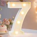 Pooqla Decorative LED Light Up Number Letters, White Plastic Marquee Number Lights Sign Party Wedding Decor Battery Operated (7)