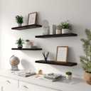 24 Inch Brown Wood Floating Shelves for Wall Rustic Wall Shelf for Bedroom Living Room Set of 4, 24Incn