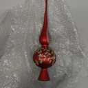 HappySpot Glass Spherical Christmas Tree Topper Finial Christmas Ornaments with Carved Flowers Holiday Indoor Suitable for Home Party Decoration, 9.8inches, Red