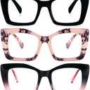 REAVEE Oversized Square Reading Glasses Oprah Style for Women, Blue Light Blocking Large Frame Computer Readers Spring Hinge