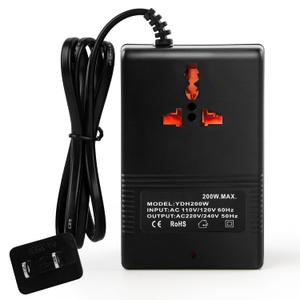 Voltage Transformer Power Converter (110V to 220V) Circuit Breaker Protection Voltage Conversion Protection, Suitable for Household, Travel, RV, Camping (Black -200w)