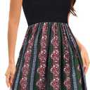 elescat Summer Dresses for Women Strapless Casual Beach Cover Ups Tube Top Sundress (X-Large, Black Green Boho)