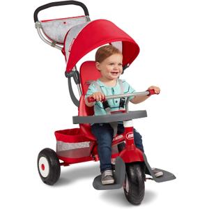 Radio Flyer Ultimate All-Terrain Stroll N Trike, Ages 1-5, Convertible 4-in-1 Tricycle, All-Terrain Tires, Parent Push Handle, UV Canopy, Accessories, Safety Harness, Stroller Tricycle for Toddlers