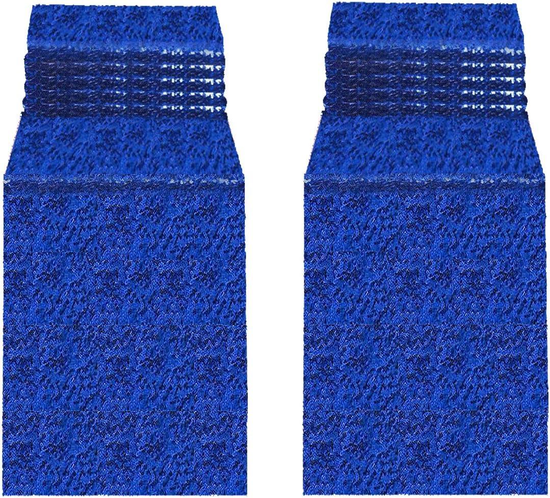 Saliyaa 2 Packs Royal Blue Sequin Table Runners 12 x 108 inches Glitter Blue Table Runners for Birthday Wedding Bachelorette Baby Shower Party Table Decorations Supplies