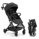 Gromast Compact Fold Baby Stroller, Lightweight Travel Toddler Stroller with One-Click Fold, Extendable UPF50+ Canopy, Cup Holder, UV Protected and Waterproof, One-Hand Folding - Black