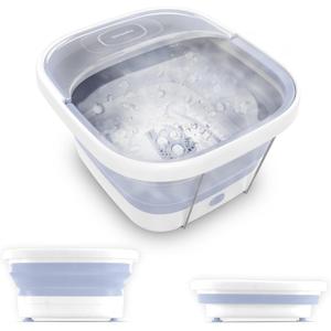 Homedics Collapsible Foot Spa with Heat, Bubbles & Vibration Massage, Foot Bath Safe for Bath Salts, Portable Pedicure Spa, Deep Soak Basin, Adjustable Temperature, Easy Storage