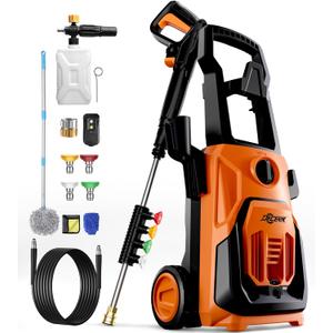 Electric Pressure Washer - DECERK Power Washer with 55 FT Total Length, 5000 PSI Max 1.45 GPM, 4 Nozzles & Foam Cannon, Small Powerwasher Cleaner for Cars Fences Driveway Patios Garden